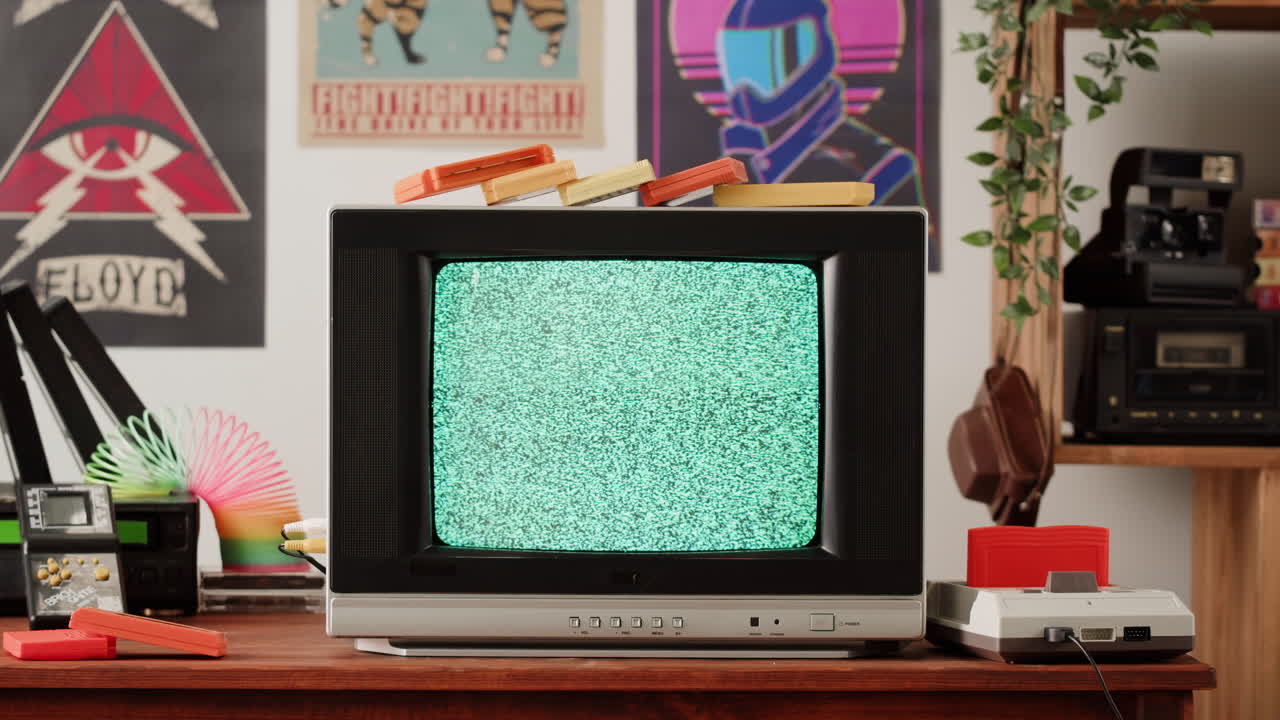 Retro Gaming Setup with Vintage TV