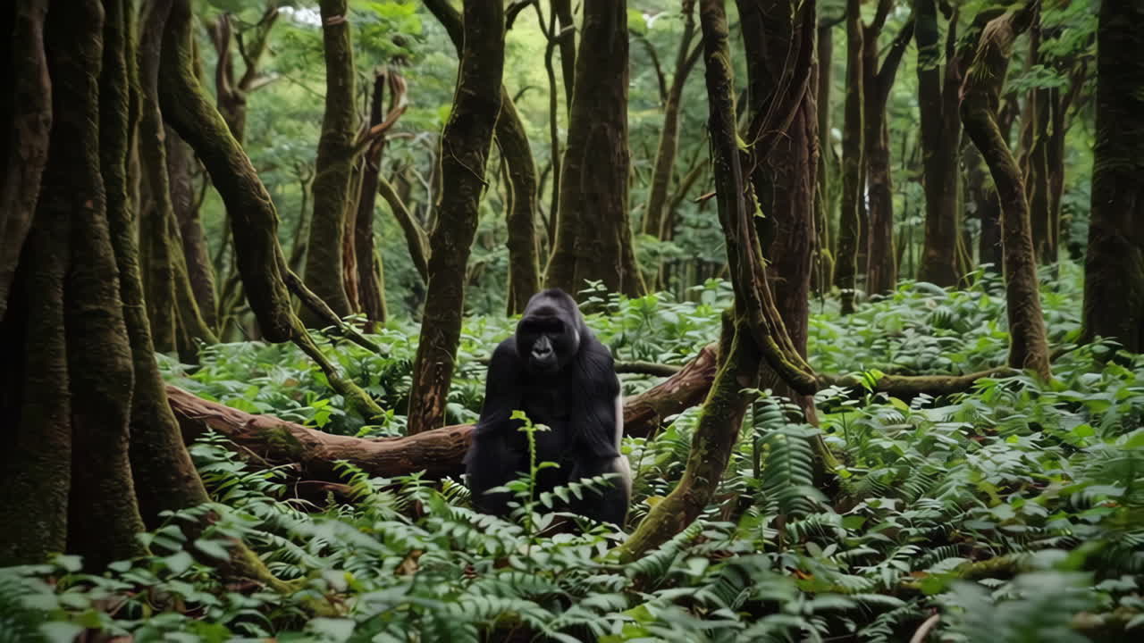 Gorilla in una lussureggiante foresta africana