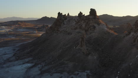 spectacular nature land formation of the trona pinnacles in california, aerial