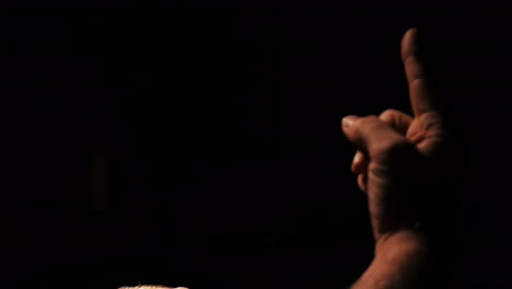 powerful and emotional close up of hands gestures of a speaking male