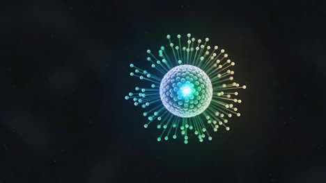 stunning visualization of a virus structure with radiating protein spikes, showcasing the complex design of microorganisms and their intricate details