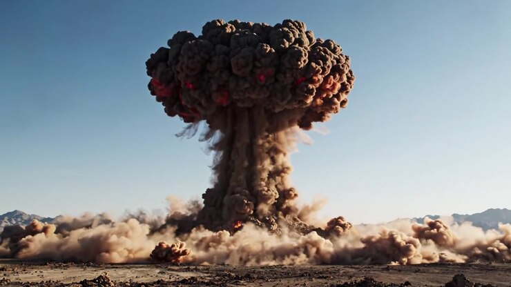 Dramatic Explosive Detonation: Captivating Imagery of a Massive Blast and Atmospheric Effects from a Conclusive Explosion Event