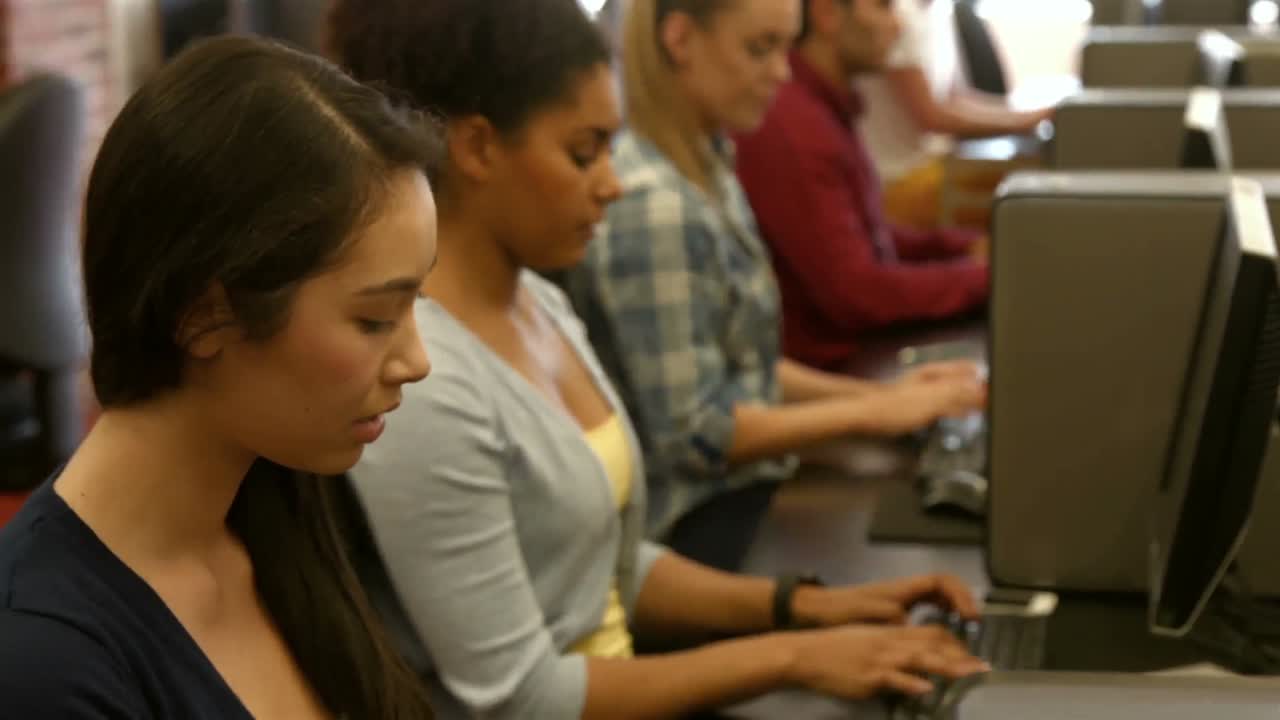Students working in computer room
