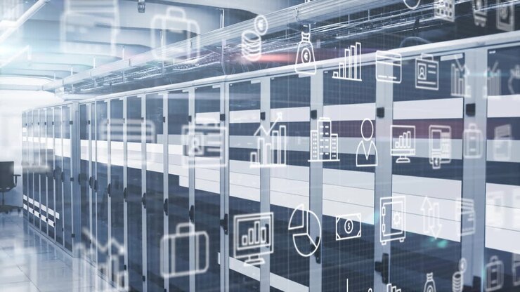 Animation of digital icons and data processing over computer servers