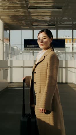 businesswoman at train station