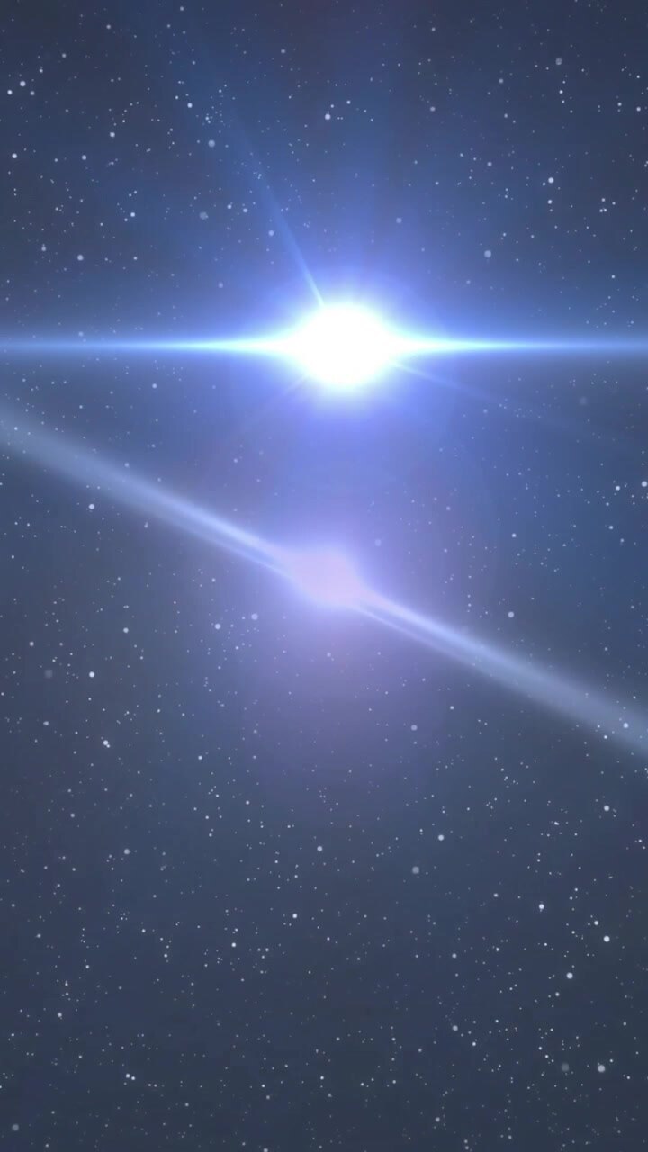 Animazione di scie luminose e stelle su sfondo nero