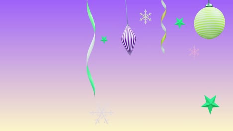 Animation-of-new-year-and-christmas-decorations-on-purple-background