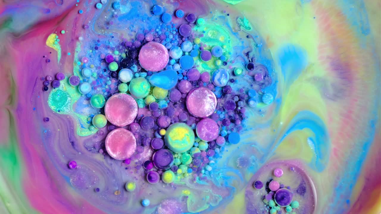 pintura colorida y burbujas fondo abstracto video 4k