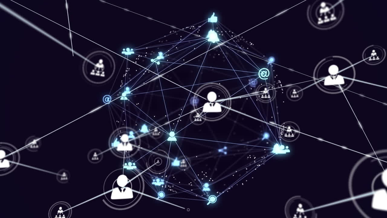 animación de la red de conexiones sobre fondo negro