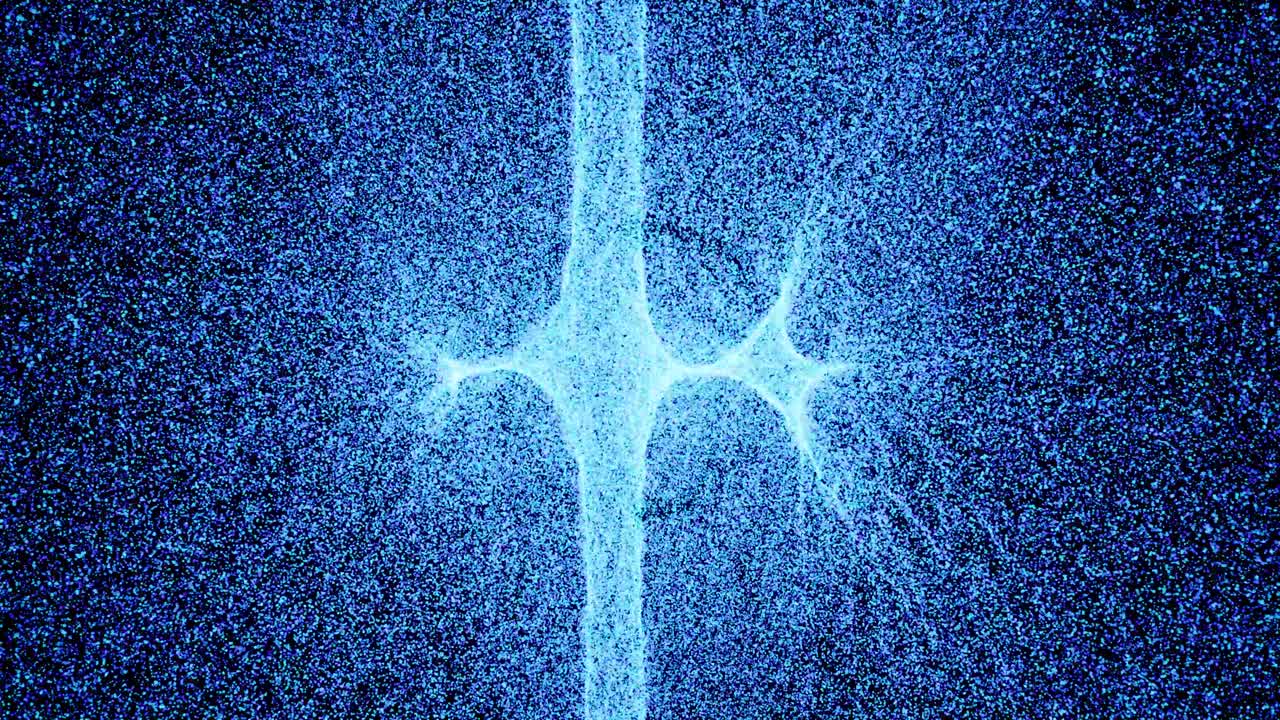 시각 효과, vfx, 파란 입자 에너지, 검은 바탕의 오로라, 3d 애니메이션