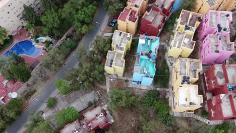 aerial shot of residential apartments in guanajuato