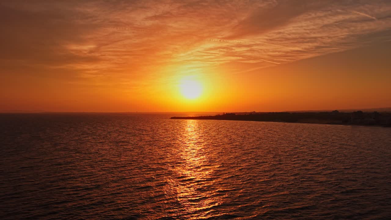 Stunning sunset over the coast of Nesebar in Bulgaria