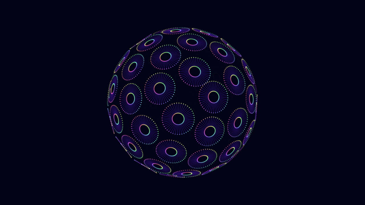 movimiento abstracto y esfera futurista con puntos y líneas en el espacio oscuro