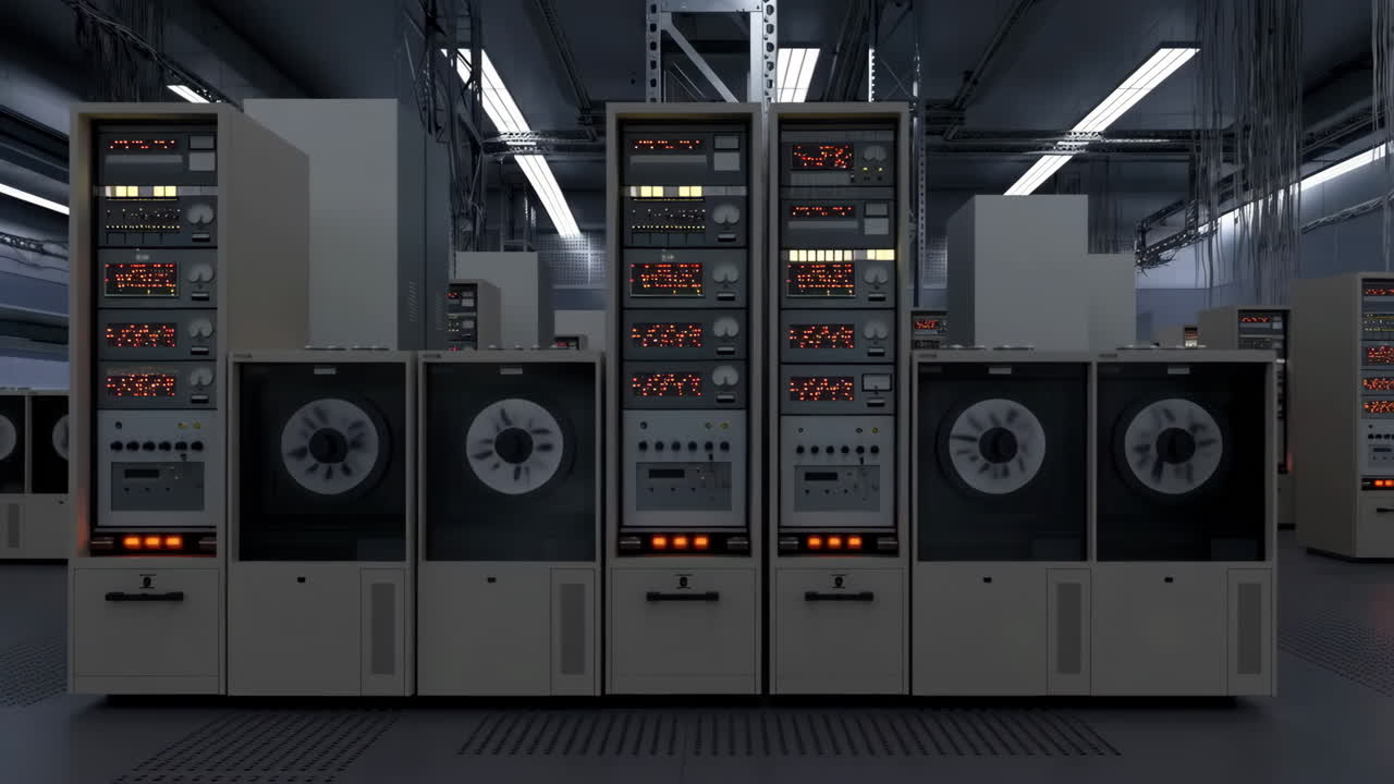 Vintage Mainframe Computer Server Room