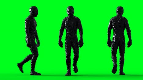 petrolium, oil man character animation. isolate on green screen.