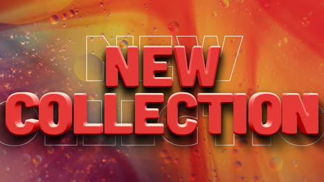 animation of new collection text over abstract liquid patterned background