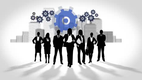 black silhouettes of business people