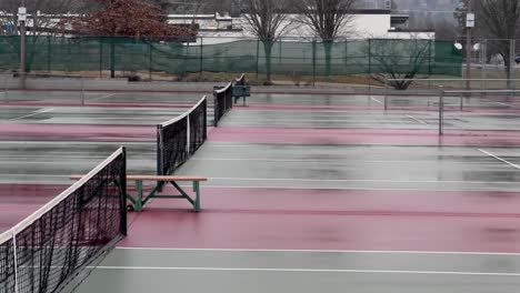 wet tennis courts on a rainy day in ashland, oregon