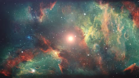 4k-Universum-Grüne-Nebelwolken,-Die-Sich-Im-Weltraum-Bewegen