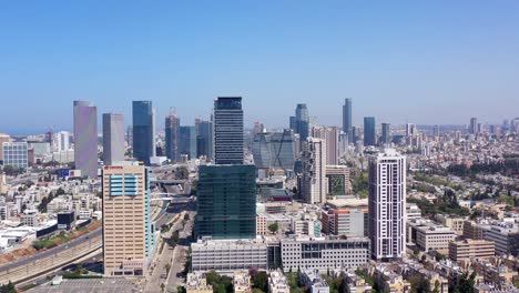 aerial view of the tel aviv city skyline with modern skyscrapers and urban infrastructure