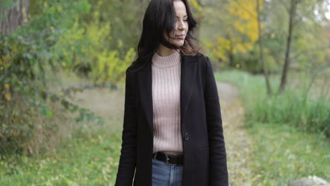 Woman-walking-in-park