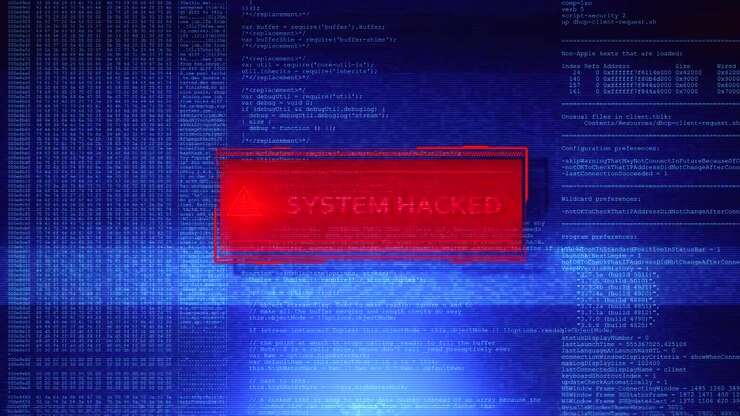 System hacking alert detected device infected computer animation pixel flicker software global