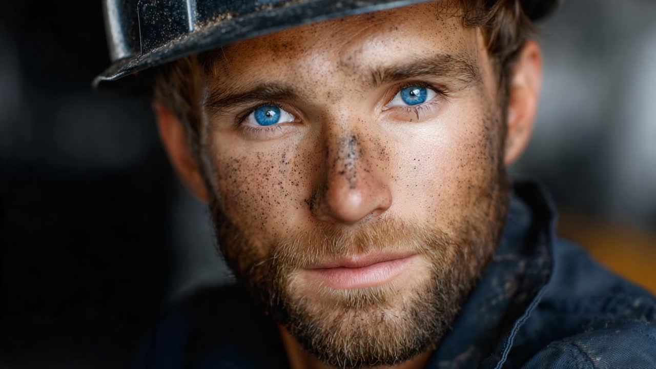 A Determined Worker: A Close-Up Portrait of a Laborer Stalwart, Effort Evident in His Weathered Face, Unveiling a Story of Hard Work and Resilience