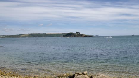 View-of-Drake's-Island-in-Plymouth-through-a-stone-tunnel