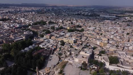 sanliurfa great mosque aerial view. overview of sanliurfa city, turkey