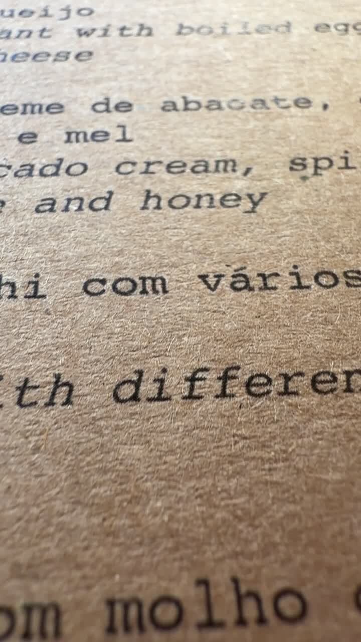 Close-up View of a Restaurant Menu Printed on Brown Kraft Paper