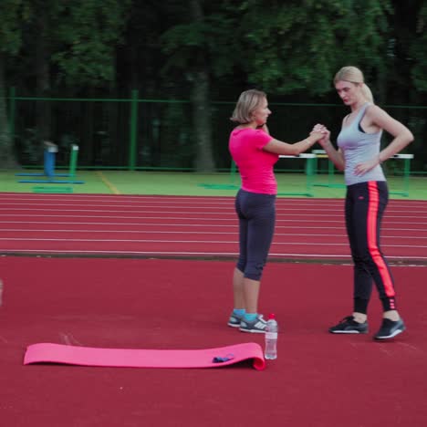 young people training on stadium