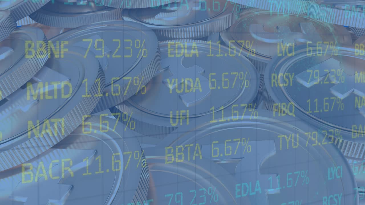 イギリスのポンド硬貨に関する金融データ処理のアニメーション