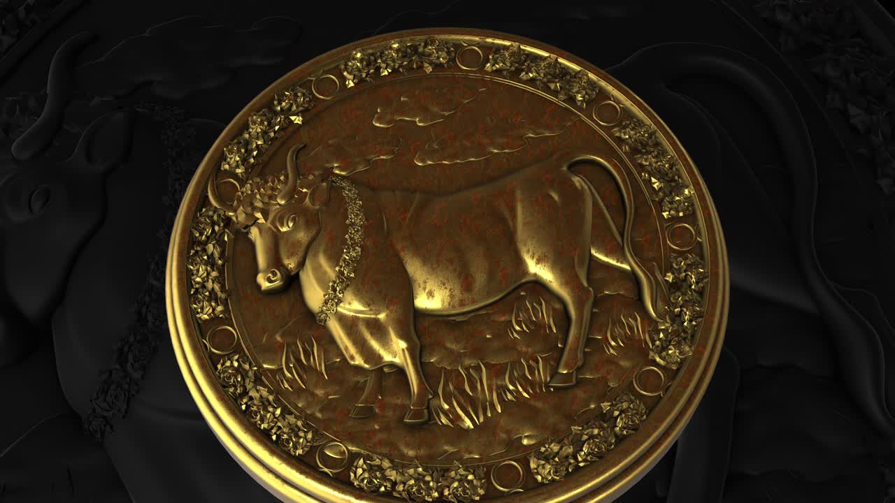 toro - signos del zodiaco animación del círculo dorado