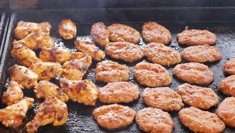 grilled chicken wings and burgers