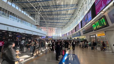 crowded train station in korea
