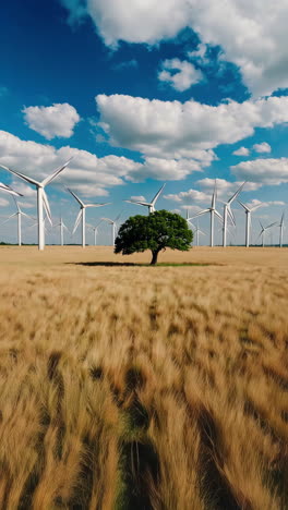 wind farm in a golden field