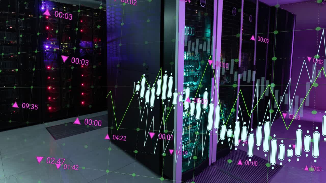 Animazione dell'elaborazione dati su server di computer