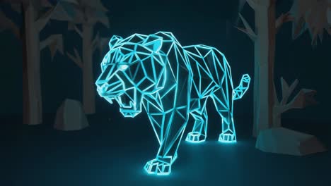 abstract neon tiger in low poly style