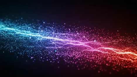 a stunning visual display of bright electric colors and particle effects, capturing the dynamic flow of energy in a digital universe of light and motion