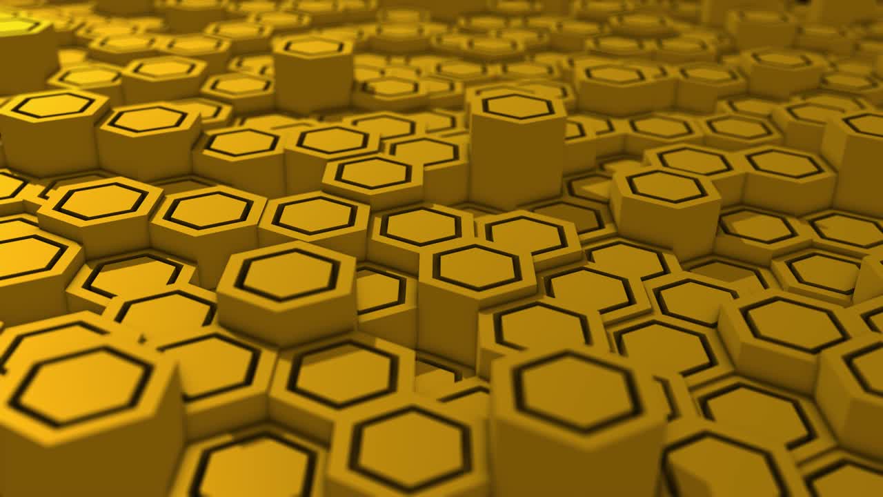 추상적인 벌 배경 루프 광각: 빛, 최소, 깨, 그림자와 함께 움직이는 육각형 격자 벽