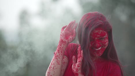 indian festival holi celebration slowmotion