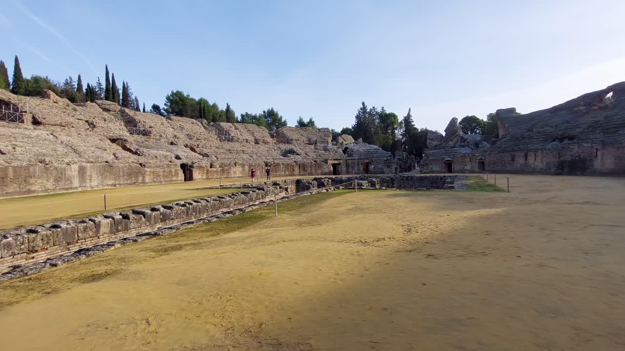 Video from the arena of the Italica amphitheater