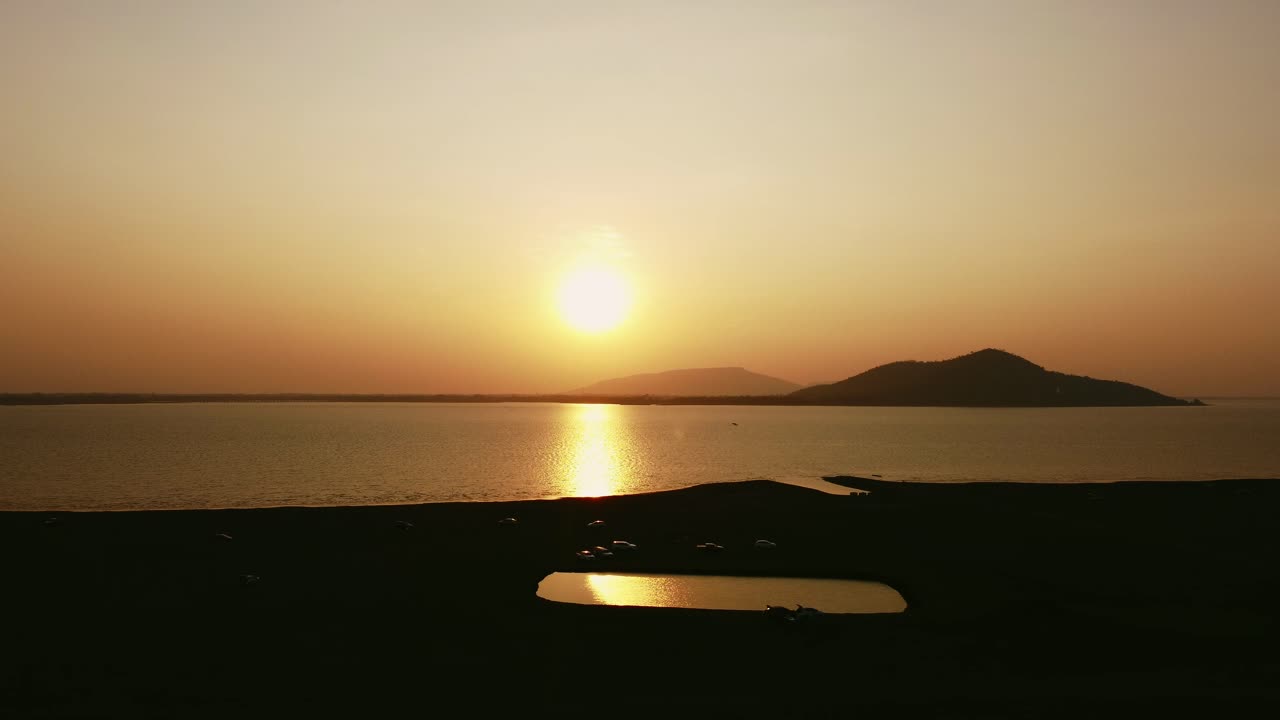 Serene Landscape Drones Capture Peaceful Water Waves at Thailand's Scenic Dam Reservoir