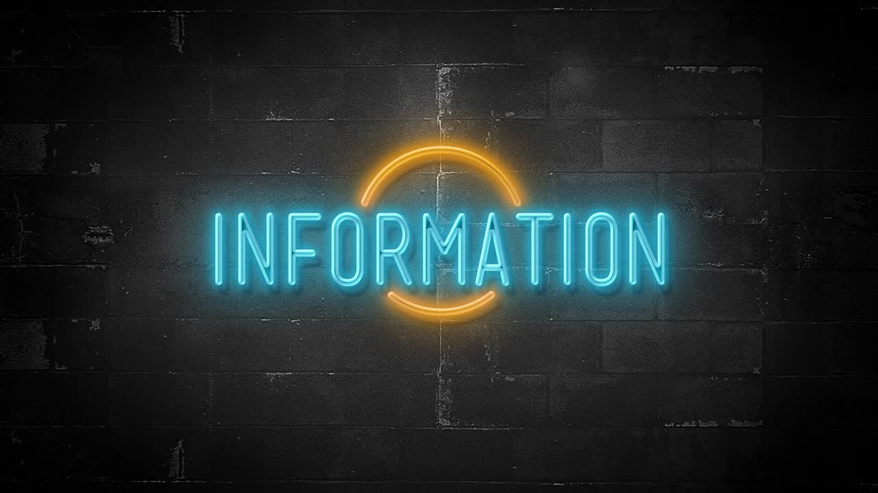 mensaje de información sobre el letrero de neón parpadeante en resolución 4k