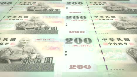 banknotes of two hundred taiwanese dollars of taiwan rolling, cash money, loop