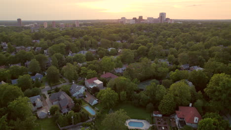 overhead nice houses in upscale neighborhood in clayton in st