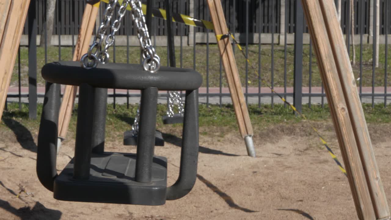 The playground is closed, close-up