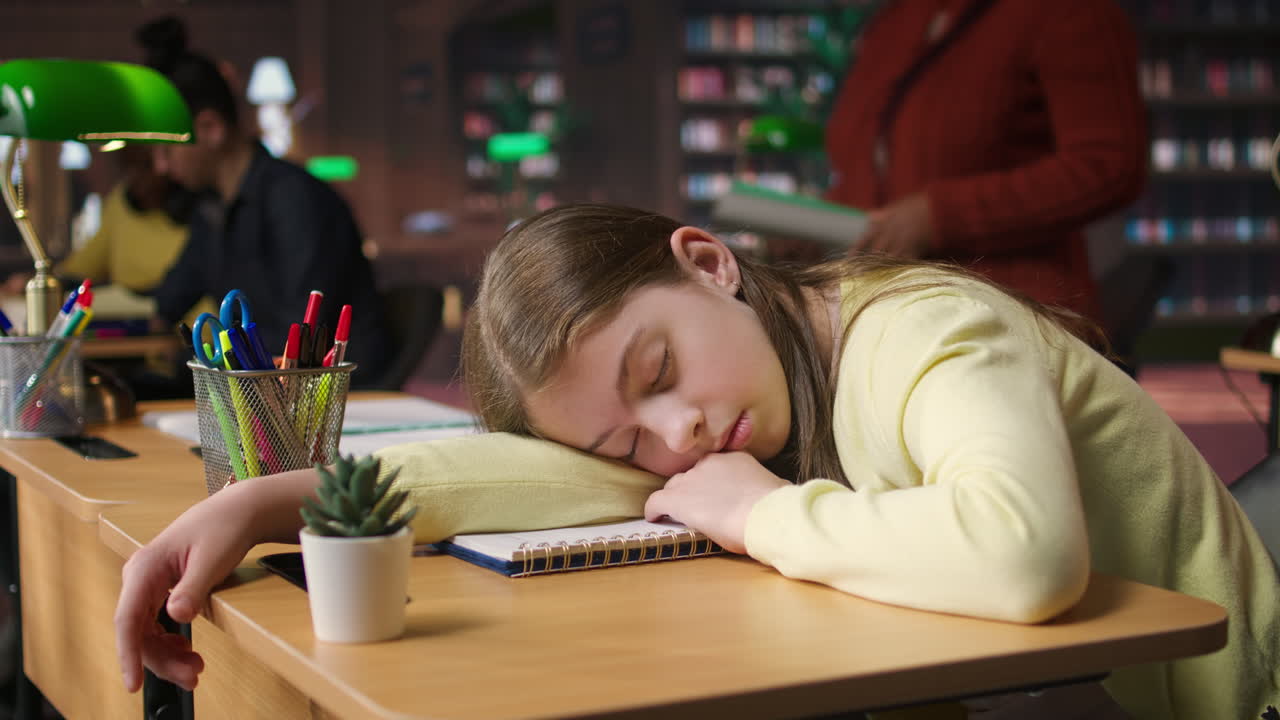 estudiante somnoliento en la clase