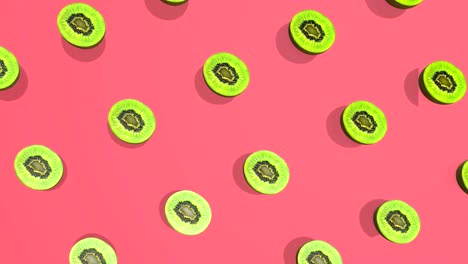 patrón colorido con frutas de kiwi - elementos 3d, 4k loopabless bucle aislado, perfecto para la composición digital