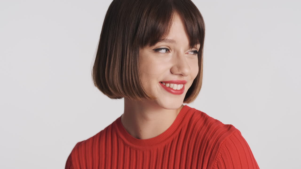 Woman with bob hairstyle smiling